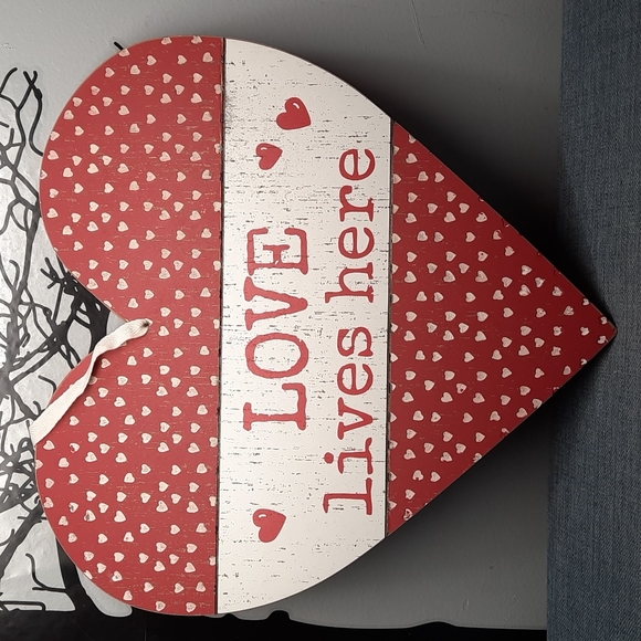 Primitives by Kathy Other - Love Lives Here Heart Valentines Day Home Door Wall Decor Art Wood